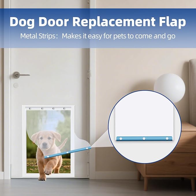 2 Pack Large Dog Door Replacement Flap, Clear Heavy-Duty Dog Door Flap for 18" x 9.84" XL Frames Weatherproof Design Fits Pets Up to 100 Lbs (2)