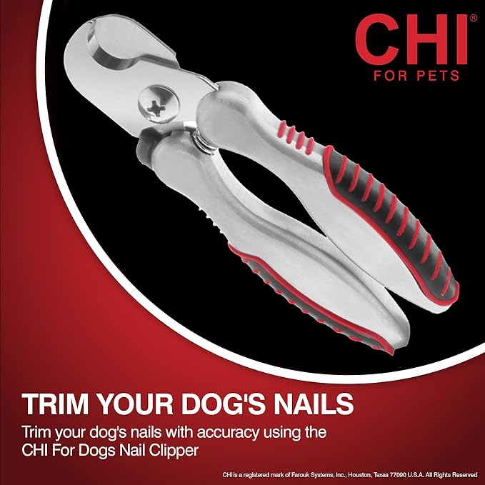 CHI for Dogs Nail Clipper for Large Breeds - Stainless Steel Dog Nail Trimmer with Safety Guard and Non-Slip Ergonomic Handle for Controlled Trimming of Thick Nails, Standard Nail Clipper, Large