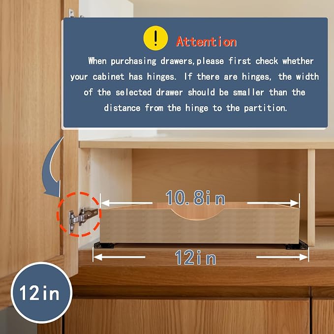 Pull Out Cabinet Drawers - 6x2 Size Options (12-23'W,18-21'D), Pre-Assembled with Soft Close Slides, Solid Beechwood, Easy Installation(12'W x 18'D)