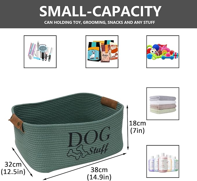 Morezi Dog Toy Basket Storage Large Bin Pet Puppy Toy Box in Cotton Rope Perfect for Organizing Pet Toys Blankets Leashes Clothing Doggie Stuff - Green