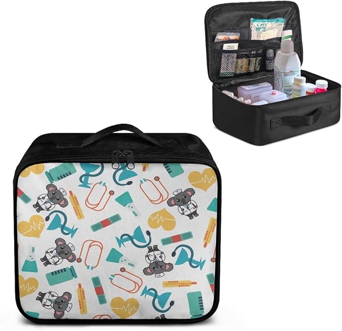 Medium Size First Aid Bag Empty Koala Doctors First Aid Pouches Empty Cute Emergency Pouch for School Travel Medicine Storage Bag Portable First Aid Kit Case Empty
