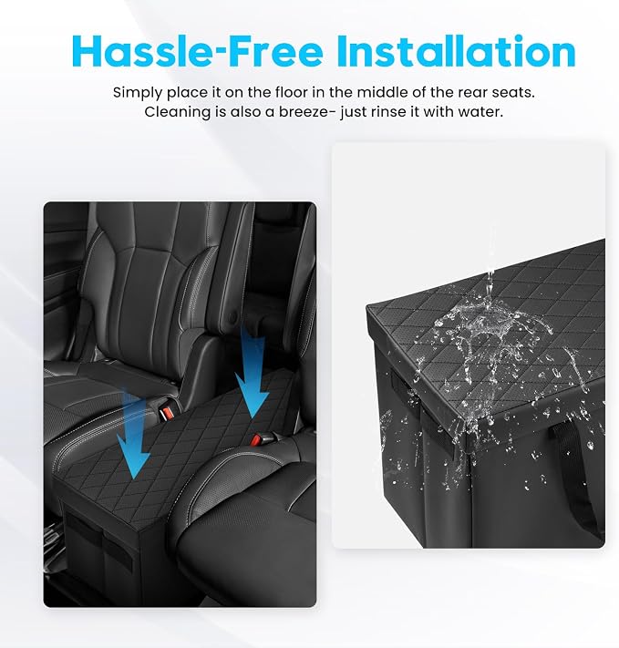 Autorder Car Seat Organizer for 2019-2025 2026 Subaru Ascent Accessories Portable Backseat Organizer with Lid Handles Multipurpose Car Floor Storage for Kids Toys Baby Products Daily Necessities
