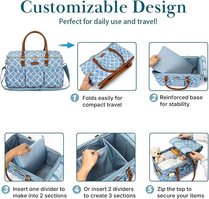 DOKUS & CO Luxe Diaper Caddy Organizer, Extra Large Collapsible Nursery Storage Tote for Baby Essentials & Travel