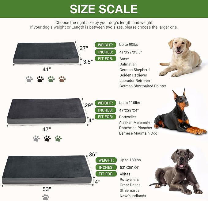 Waterproof XXL Dog Bed, Outdoor Washable Orthopedic Large Crate Pad 48" | Jumbo Pet Bed Foam, Reversible Faux Leather & Flannel, Durable Removable Cover, Anti-Slip Kennel Pad 47"x29" Dark Gray