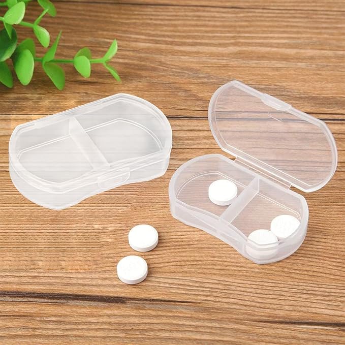 2PCS Pill Case Organizer, Daily AM & PM Containers, Medicine Holder, Ideal for Medication, Vitamin, Supplement, Perfect for Travel, Ideal for Purse (White)