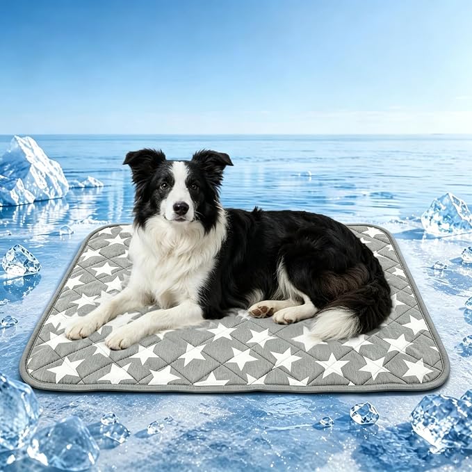 GOLOPET Lrage Dog Cooling Mat 32" x44in | Arc-Chill Cooling Fabric & Endothermic Color Changing,Visually display the cooling operation status on the surface,Non-Slip