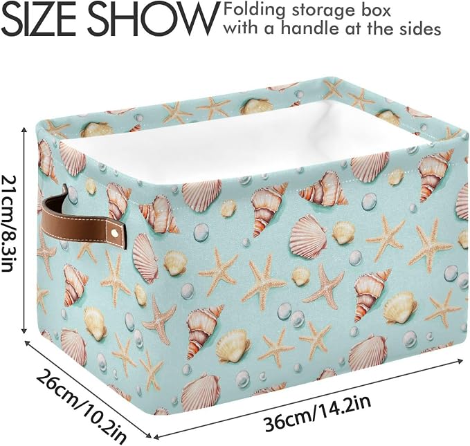 Wamika Citrus Lily Flowers Storage Basket with Waterproof Liner and PU Handles Orange Turquoise Storage Bins Boxes 14.2" Collapsible Decorative Organizer Baskets for Bedroom Closet Office 1 Pack