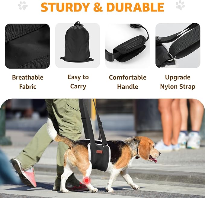 Adjustable Dog Sling for Medium Dogs Soft Post-ACL Surgery Mobility Aid | Dog Lift Harness, Helps Seniors, Injured, Disabled and After ACL Surgery Dogs, Daily Walk/ Stairs, Soft Padded, Easy to Use