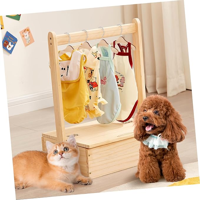 Mipcase 10Pcs Pet Clothes Hanger Rack Wooden Dog Apparel Storage Portable Design for Easy Use for Pet Owners for Outdoor Hanging and Organizing