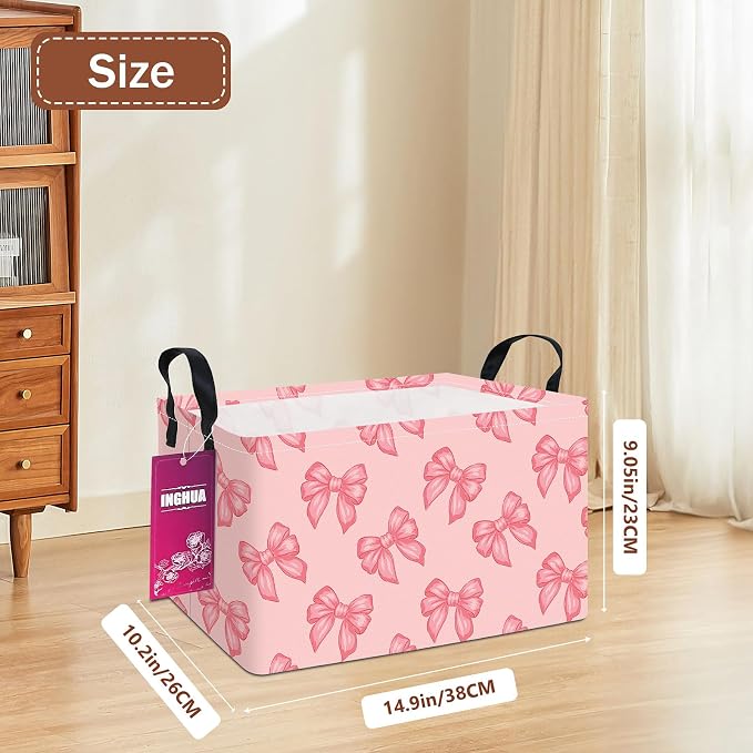 Rectangular Bowknot Storage Basket | Gifts Bag for Toys,Books,Clothes,Gifts,Pets-Perfect for Home,Office,Nursery,Dorm,Shelf