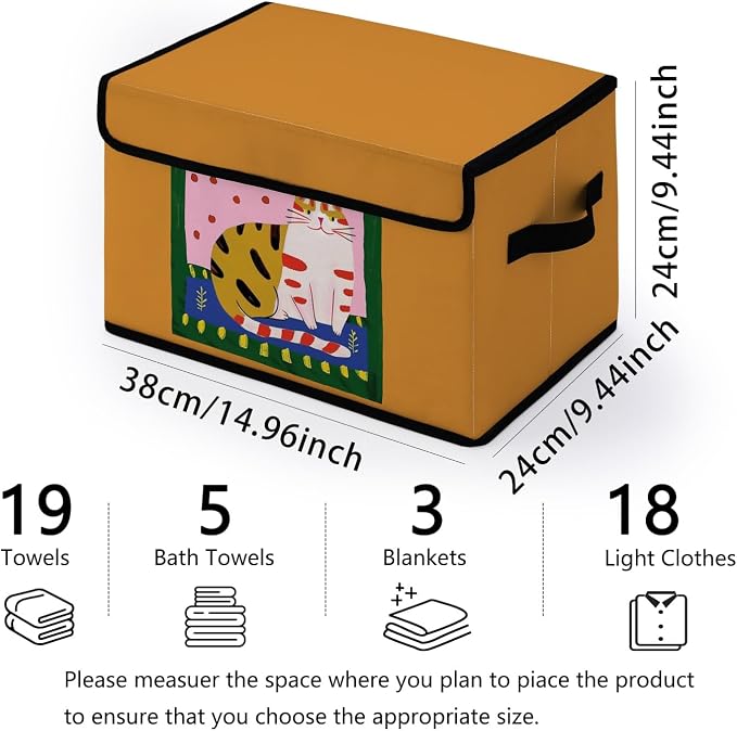 Stackable Storage Bins with Lids,Closet Organizers Fabric Box for Home and Office,Blanket Clothes Organizers,Under Bed Storage Containers 3 Pack