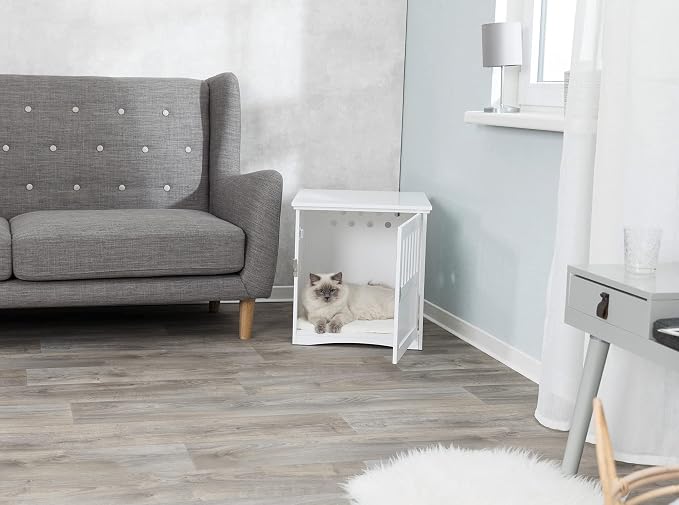 Trixie 19" x 20" Wooden Indoor Dog Crate, Small Side Table Home for Any Room, Ideal for Small Dogs, White