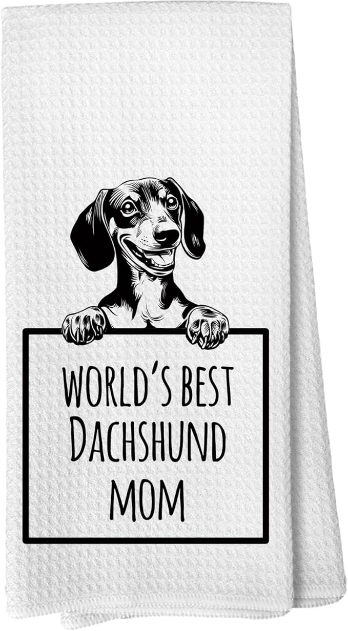 Funny Dachshund Dog Kitchen Towels and Dishcloths, Dachshund Gifts for Women, Weiner Dog Gift, Gifts for Dogs Mom Lovers Drying Cloth Hand Towels for Bathroom Kitchen Decor, 16x24 Inches
