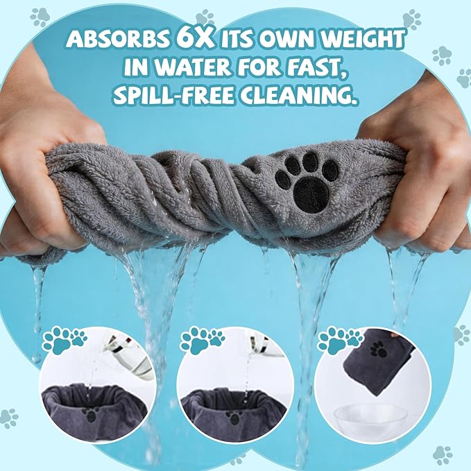 Puomue 2 Pack Microfiber Dog Towels for Drying Dogs, Super Absorbent and Soft Pet Towels for Dogs or Cats, 40''X23.6'', Pet-Friendly, Perfect for Pets of Different Sizes and Fur Types, Grey