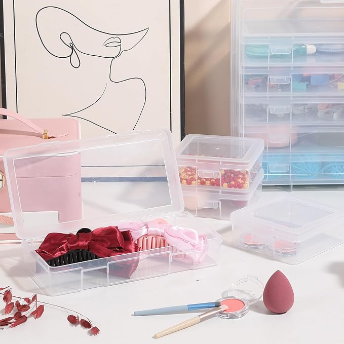 Plastic Storage Box Storage Boxes & Organizers (6 Medium+ 6 Small-Clear) | Multifunctional Design,Stackable,See Through,Versatile Organization,Space-Saving,Durable,Dust Protection,Clear
