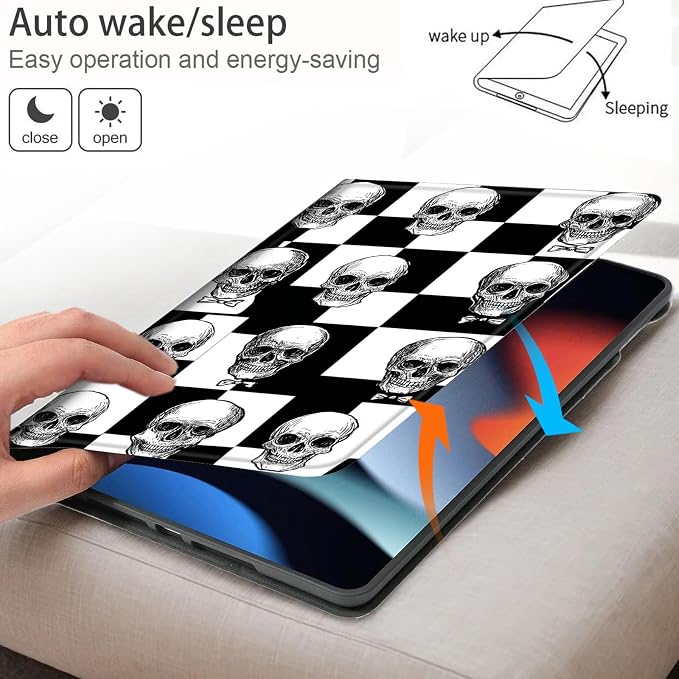 Bxgolkgd Tablet Case for Samsung Galaxy Tab S8 Plus 2022/S7 FE 2021/S7 Plus 2020 12.4 Inch,Shockproof Stand Cover with Heat Dissipation,Auto Wake/Sleep Function,Skull