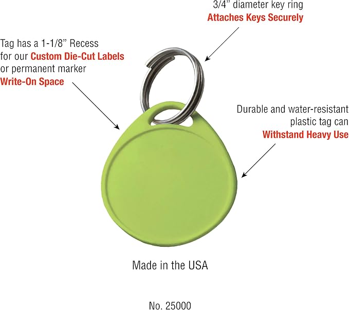 Lucky Line 1-1/4" Label It Plastic Tag, 100 Pack, Assorted Colors (25075)