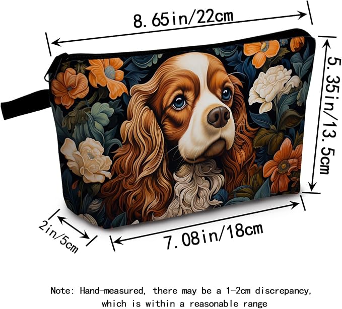 Cavalier King Charles Spaniel Makeup Bag for Women Travel Cosmetic Organizer Bag Teacher Appreciation Gifts Small Zipper Toiletry Bag