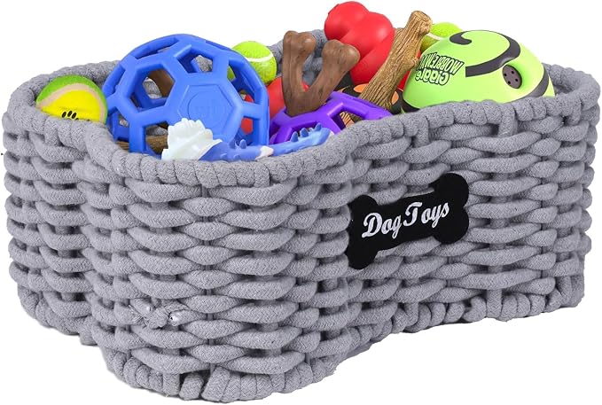 Dog Toy Basket, Large Woven Storage Bin, Pet Toy Basketfor Living Room,Toy Storage Organizer with Handles Stylish Dog Toy Bin for Dogs and Puppies