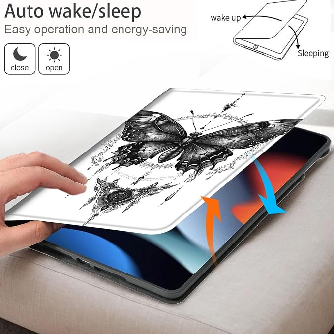 Bxgolkgd Tablet Case for Samsung Galaxy Tab S5e 10.5 Inch 2019,Shockproof Stand Cover with Heat Dissipation,Auto Wake/Sleep Function,Butterfly Totem