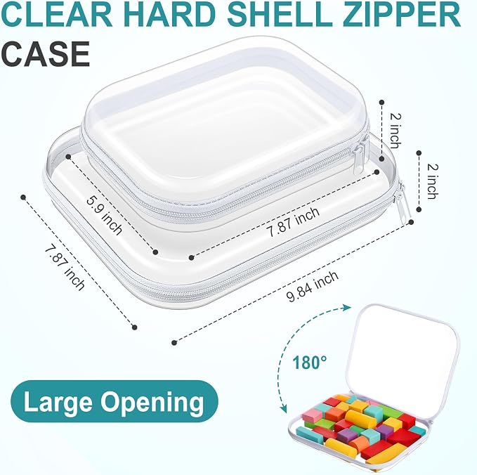 Ceenna 2 Pcs Clear Zipper Case Hard Shell Pouches,Large + Medium Set | Multiple Sizes Plastic Makeup Bags Pencil Case Organizer Diaper Bag Pouches Clear Travel Toiletry Bag for Women