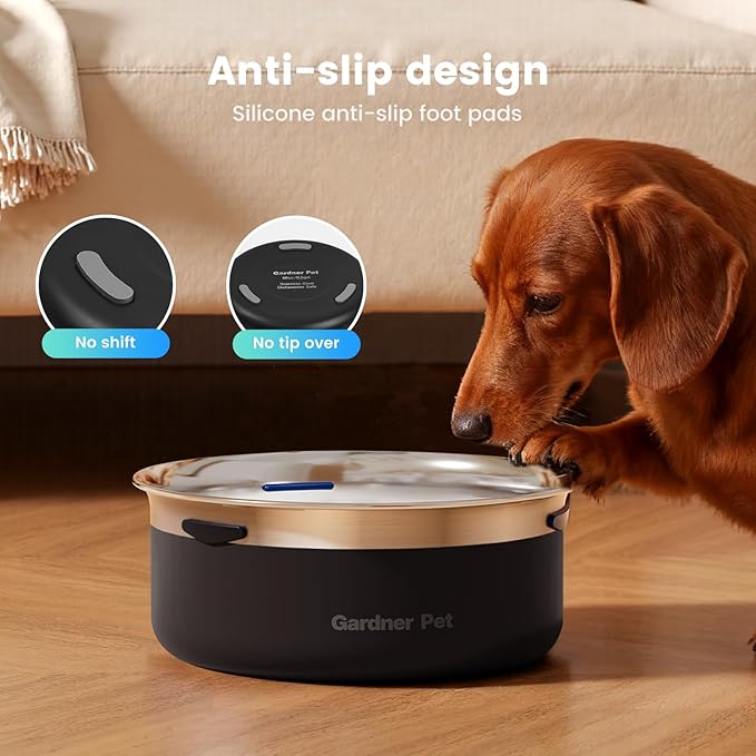 Gardner Pet Slow Water Bowl for Dogs – No Spill, Anti-Splash Floating Plate Design, Slows Drinking to Reduce Mess, Keeps Water Clean & Floors Dry, 2L