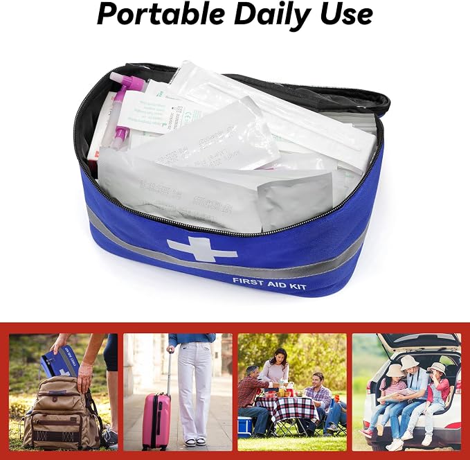 Faylapa Empty First Aid Bag, 10.2x5.5x5.5 inches Portable Outdoor First Aid Medical Storage Bag, Multi-Function Emergency Medicine Storage Organizer for Home Outdoor Travel Car Camping Hiking
