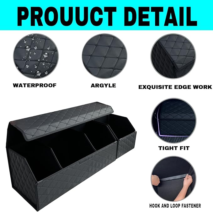 Car Trunk Organizer for For Benz GLE - Custom Fit,Easy Installation，Large Space Outdoor Trunk Organizer with Leather,Hook and Loop Fastener,4-Layer Cover,For Benz GLE 450 2020-2025