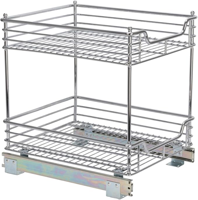 Household Essentials Chromed Steel 2-Tier Artisan Pull-Out Organizer