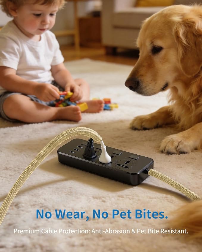 Yecaye 10ft - 1/2 inch Cord Protectors from Pets no Chew, Gold | Split Cable Management Sleeves, Wire Loom Tubing for TV USB Cord Protector, Cord Covers for Pets Bite-Resistant