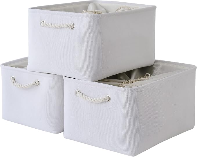 Storage Basket for Gifts Empty - X Large - 3 Pack 17.7L×13.8W×9.8H in Collapsible Storage Bin for Shelves, Toy Box Storage for Gifts Book Laundry (White)