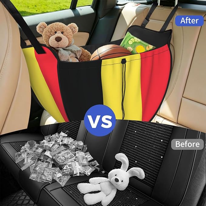 Flag of Belgium Car Seat Organizer-Backseat Storage Bag for Travel | Waterproof Durable. Holds Snacks Gear Essentials. Fits Most Cars.