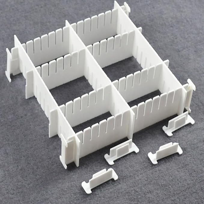22 Pack Drawer Divider Clips Holder Plastic Mount Fixing Buckle Corner Angle Cross Connector Ends for Drawer Organizer Partition Grid Plates Separators Rail Box Installation (4 Types)