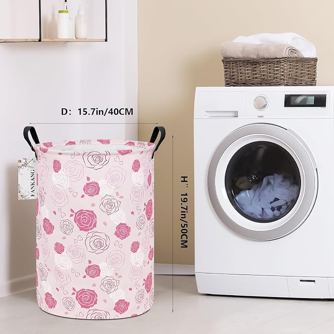 Roses Storage Bin Foldable Nursery Basket | Foldable with Waterproof PE Coating Organizer Bin for Kids Boys and Girls,Office,Bedroom,Clothes