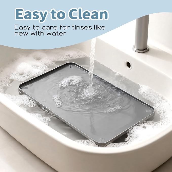 Pee Pad Holder, Silicone Dog Puppy Pad Tray for DogTraining Pads Non-Slip Leak-Proof High Edge Mat, Dog Potty Tray for Home Floor Protection- Grey 25" x 36"