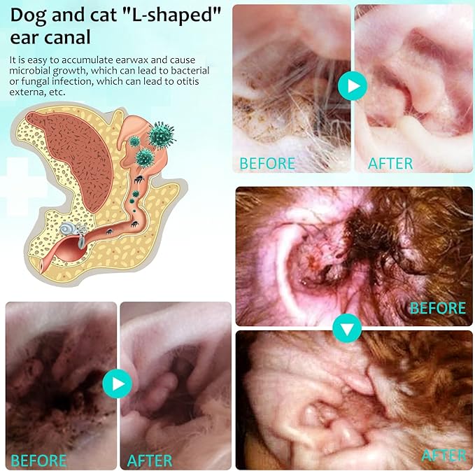 Specifically Formulated Ear Mites Treatment for Dogs and Cats, Dog Ear Infection Treatment Puppy & Kitten, Aloe Ear Mite Treatment for Dog Yeast Infection, 100% Natural Safe Ears Drops for Pets