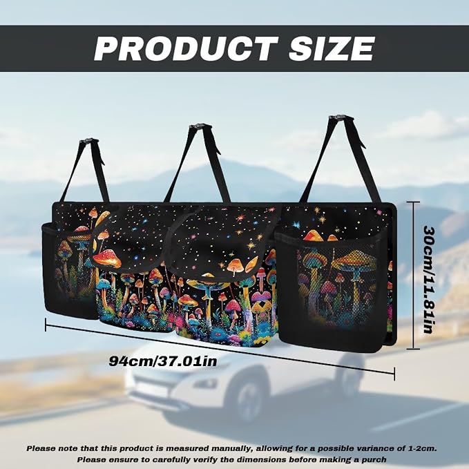 Mushroom Design Hanging Car Trunk Organizer Collapsible Car Back Seat Storage Bag Auto Cargo Bags with 4 Large Pockets Universal Automotive Interior Accessories