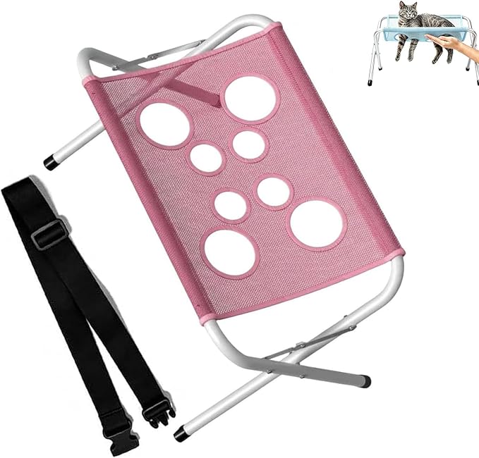 Pet Grooming Hammock Hanging Harness, 2-in-1 Dog Bath Hammock with Stand (Pink)
