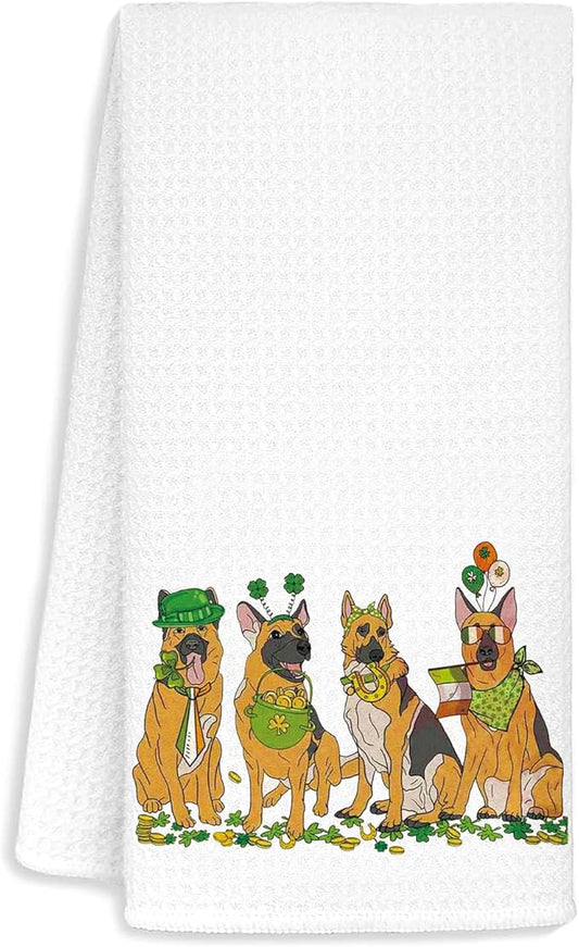Jvpke German Shepherd St Patrick's Day Kitchen Towels - Gifts for Women, Teens, Kids - Decoration and Decor - 16x24 Inch
