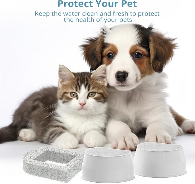 Cat Water Fountain Filter, Pet Fountain Filter Replacement Compatible with PetSafe Drinkwell Avalon Pagoda Seascape Seaside Pet Dog Cat Water Fountain (C. 8 Filters+8 Sponges)