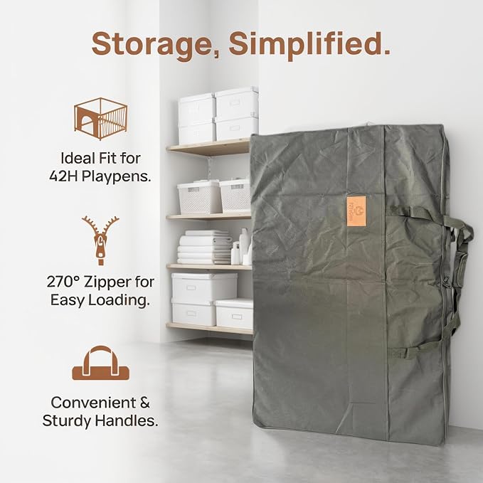 PJYuCien Storage Bag for 42"x24" Metal Foldable Dog Playpen | 600D Oxford Fabric, 270° Large Zipper, Travel Carry Case for Camping, Park & Home, Waterproof Moisture-Proof