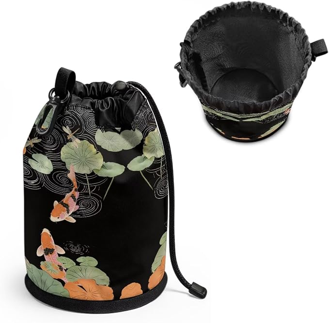 Clothespin Holder with Drawstring, Lotus Leaf Dragonfly Portable Laundry Peg Bag Organizer, Storage Pouch for Clips, Ideal for Drying Rack, Camping Trips, Dorm Room