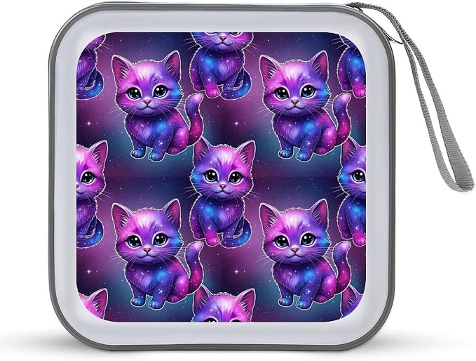 40-Capacity DVD CD Storage Wallet Cute Fox, Heavy-Duty Hard Shell Binder, Portable Organizer with Strap for Car Travel