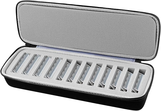 Comecase 12-Slot Clipper Blade Case for Wahl, for Andis, for Oster A5 | Hard Shell, Separated Blade Slots and Removable Insert for Stylists, Dog Groomers and Mobile Appointments, Box Only - Black