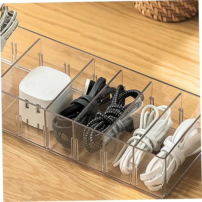 1pc Desktop Cable Organizer Box Usb Cable Storage for Home Office and Jewelry Made of Pet Material Lightweight and Portable for Tidying Cords and Items