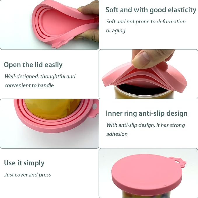 4pcs Pet Food Can Supplies Set Silicone Cat Food Can Lids Spoons | Multi-Function Cat Food Spoon and Opener Cute Paw Shape Opener Spatula Wet Food Spoon