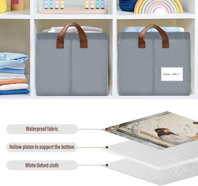 Holy Night Nativity Scene Christmas Storage Bins for Shelves with Labels&Handles Fabric Organizer Bin Foldable Rectangle Storage Basket Boxes for Closet, Bathroom, Home, Living Room, 2 Pack