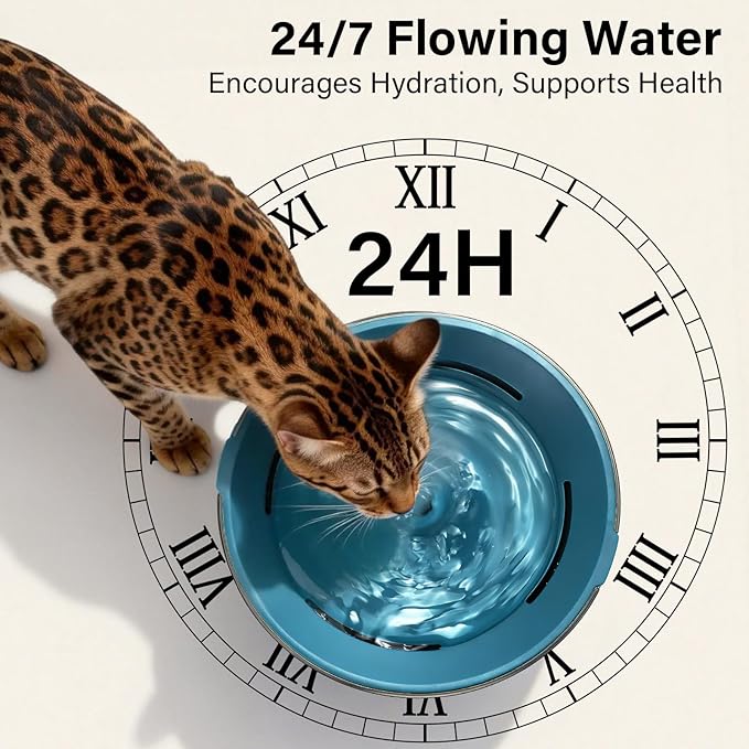 DEEIPET Cat Water Fountain, 74oz/2.2L Ultra Quiet Automatic Water Dispenser for Cats Dogs with Colorful LED Indicator, Water Bowl for Pets with Filter