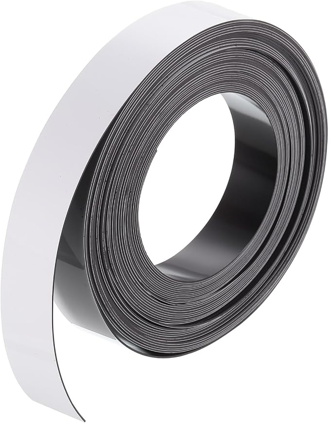 MECCANIXITY Magnetic Strip with Strong 1 Inch x 24.6 Feet Magnetic Strip Tape,Magnetic Tape Labels for Whiteboards Refrigerator and Crafts White