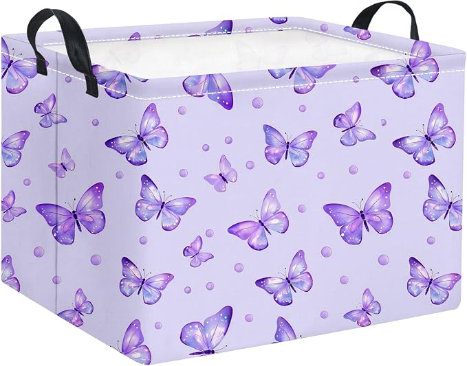 Rectangular Baby Girl Basket Kids Baby Storage Basket Storage Bin Organizer Box Room Decor(Dot Butterfly)